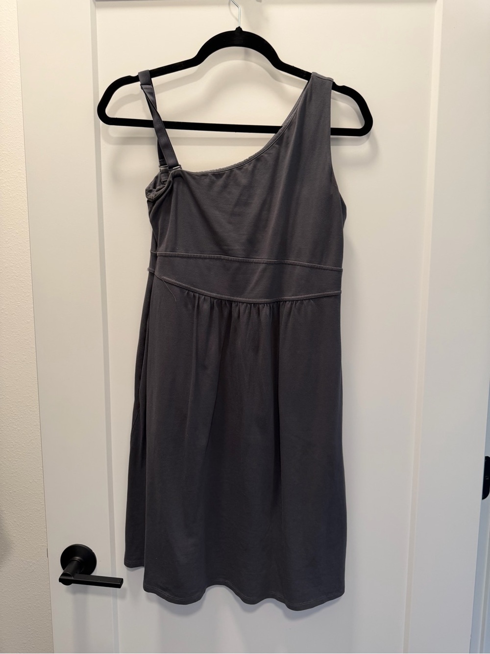 Athleta One-Shoulder Charcoal Gray Dress